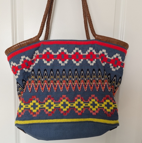 Tory Burch Taylor Aztec Embroidered Canvas Tote - Picture 10 of 10